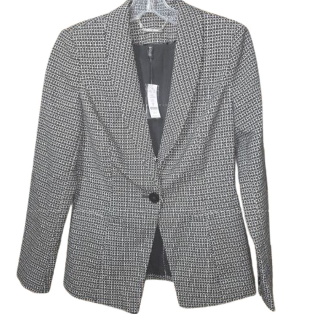 White House Black Market Grid Shawl Collar Blazer Jacket 00 NWT